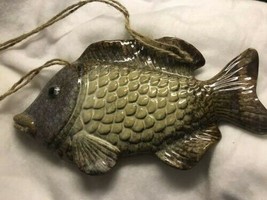 Large Art Pottery Fish wall Art. 14&quot; long.  Outrageous mixed glaze.  Exc... - $24.75