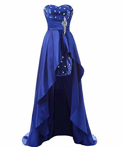 Kivary Plus Size High Low Sequins Prom Homecoming Dresses Formal Gown Royal Blue