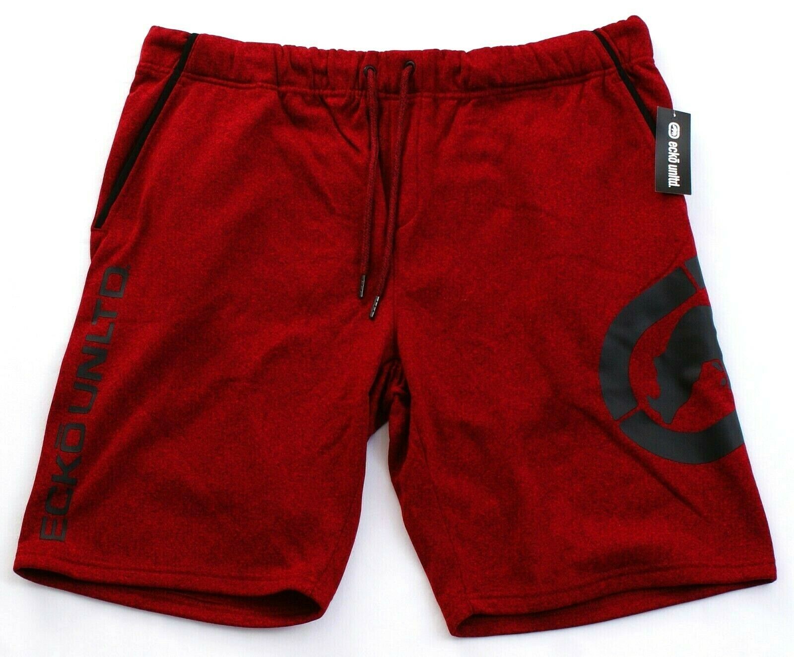 Ecko Unltd Logo Marled Red Sweat Shorts with Fleece Interior Men's NWT - Shorts