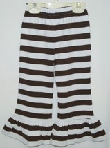 Blanks Boutique Girls Brown White Stripe Ruffle Pants Size 2T image 2