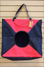 Red W/ Black Hilason Horse Stable 600 Denier Poly Hay Feed Bag With Mesh Bottom - $22.97