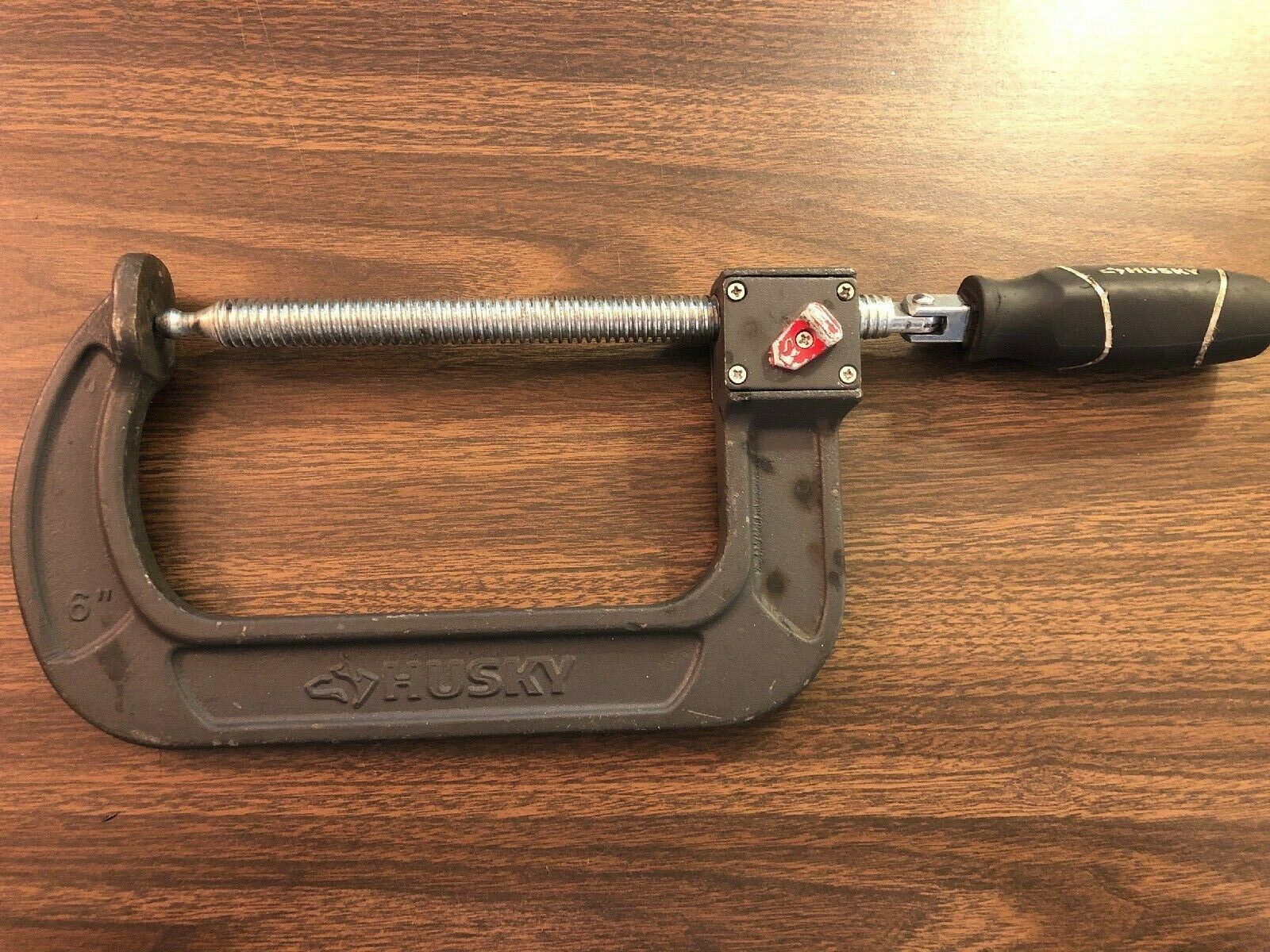 HUSKY 6 in. Quick Adjustable CClamp with Rubber Handle Clamps & Vises
