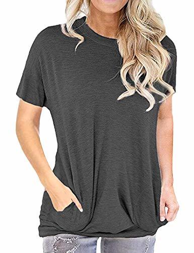 Gognia Women's Casual Tunic Top Short Sleeve Blouse Loose T-Shirt with ...