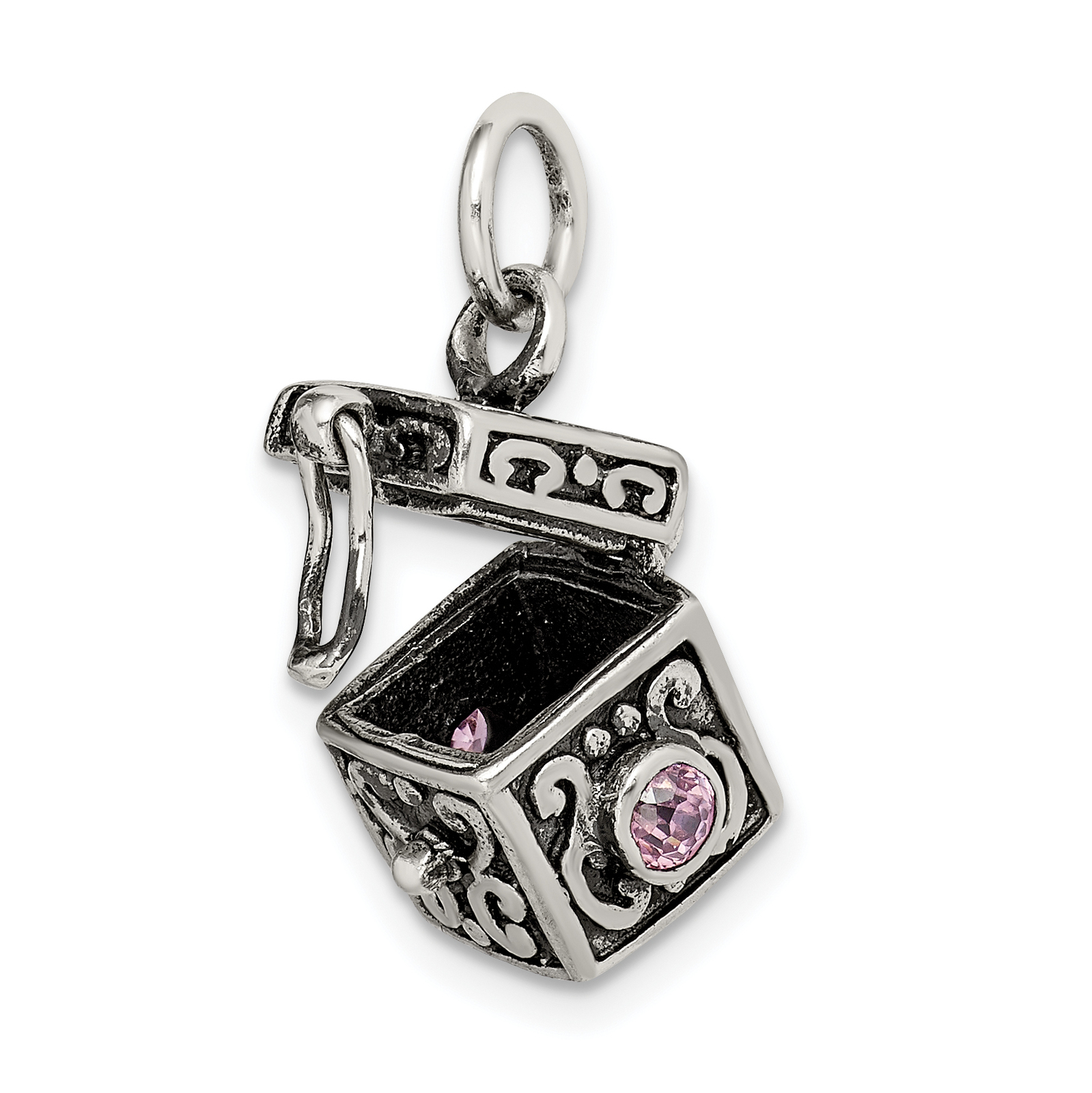 Sterling Silver Antiqued Prayer Box Charm Fine Charms & Charm Bracelets