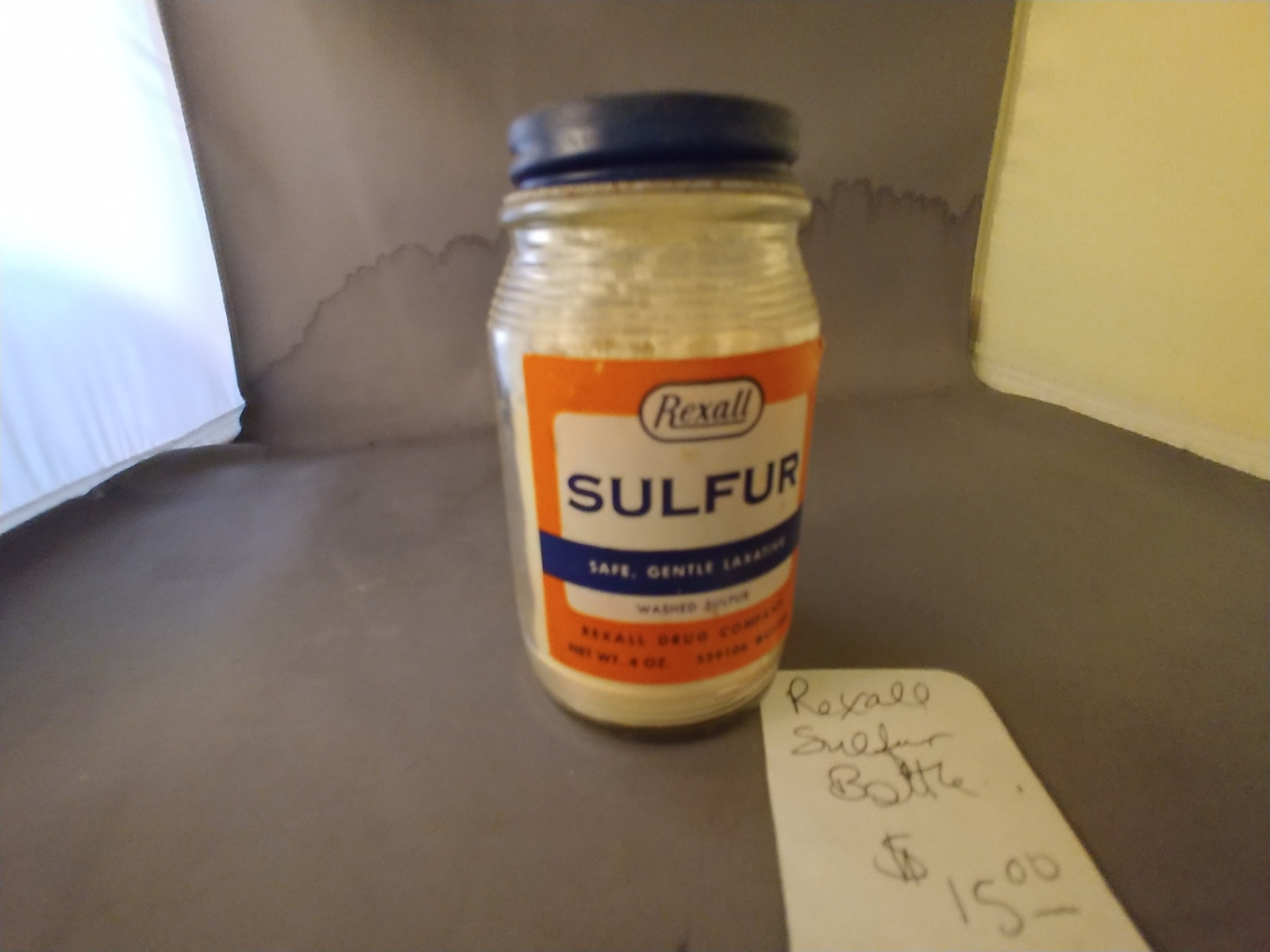 Vintage Bottle Rexall Sulfur Safe and Gentle Laxative Medical Drug