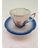 Vintage blue/white teacup with saucer, made in Germany - $10.99