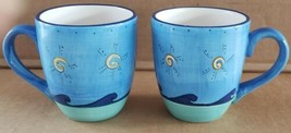 LOOK! Set of 2 KIC Brushes Sea Life Blue Ocean Beach Handpainted Coffee ... - $68.59