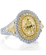 2.96 Karat Schwache Gelb Oval Schliff Trillion Diamant Verlobungsring 18... - $6,324.51