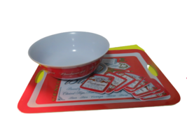Budweiser Set Of 3 Melamine Pieces Serving Tray Popcorn Bowl & 8 Drink Coasters - $24.75