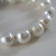 18K WHITE GOLD BRACELET WITH STRAND OF WHITE FW PEARLS 7.87 INCHES MADE IN ITALY image 3