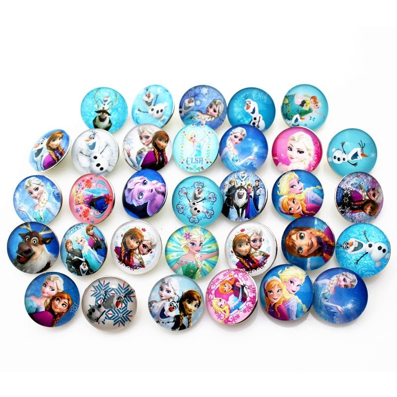 New Arrive 12pcs/lot glass cartoon 18mm snap buttons leather clasp snap button b
