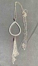 Silver Necklace Teardrop Tassels N2969-SP Special Chain Swarovski Crystal Clear - $28.04