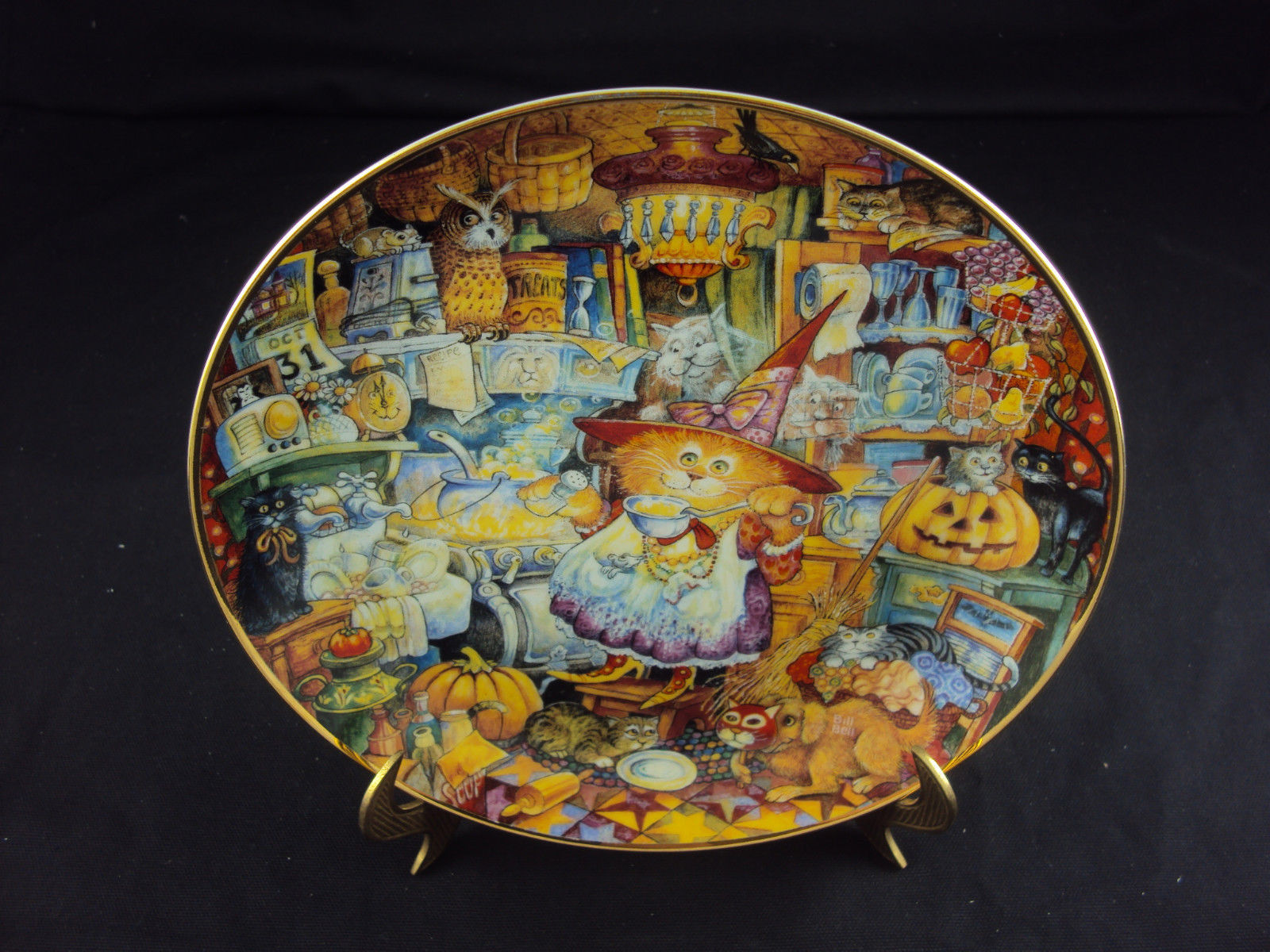 Franklin Mint Porcelain Collector';s Plate, HI9652, Scaredy Cats, Free