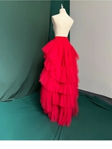 RED High Low Tulle Maxi Skirt Outfit Hi-lo Layered Tulle Skirt Prom Tulle Skirts image 3