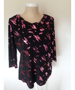 Notations Woman Black Top with Pink Sequin Cowl Neck Blouse Size 14/16 - $17.99