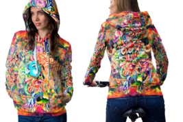 Psychedelic female face trippy tongue dmt hoodie women thumb200