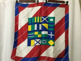Silk Scarf 30&quot;Square Blue Yellow Red Made in Italy  1/4&quot; Spot  - $13.61