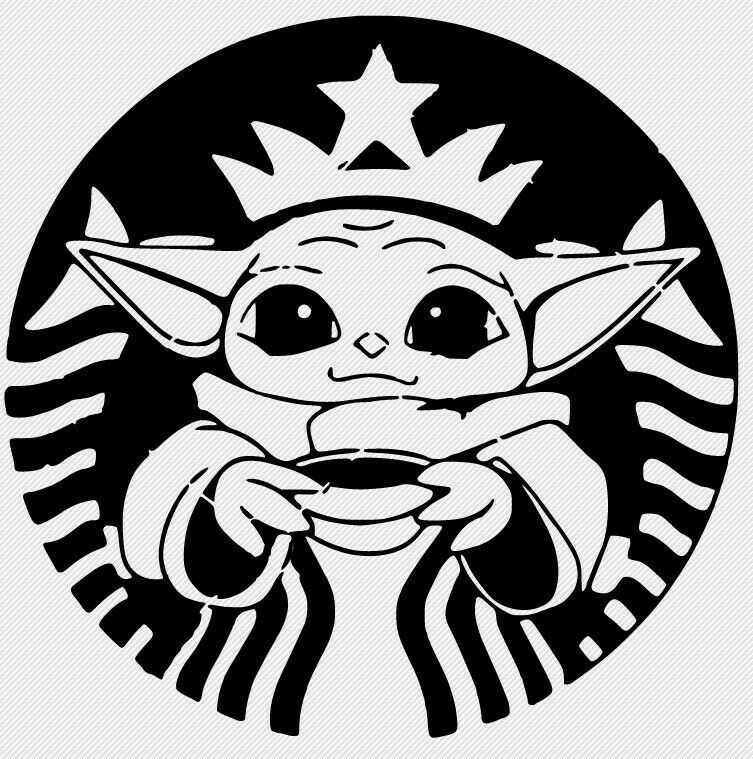 Baby Yoda/Grogu Starbucks Decal Car Glass Laptop Wall FREE GIFT WITH PURCHASE