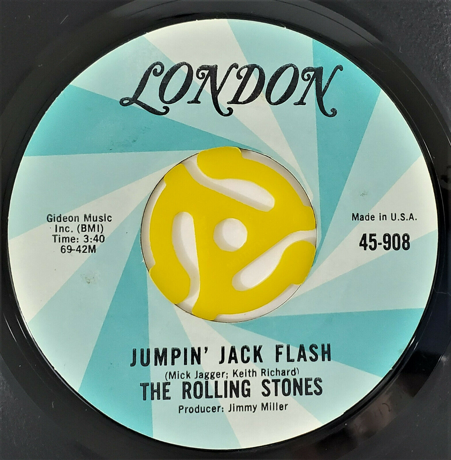 Jumpin Jack Flash 45 rpm Rolling Stones London 45-908 Miss Print Label ...