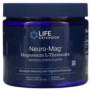 Neuro-Mag Magnesium L-Threonate Powder 3.29oz/93g Life Extension Tropical Punch