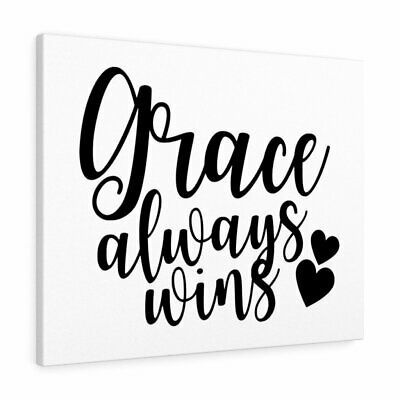 Scripture Canvas Grace Always Wins Christian Wall Art Print Ready to Hang
