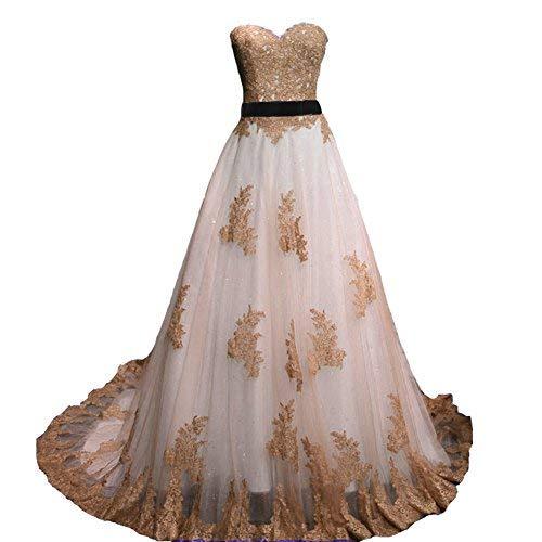 Vintage Brown Lace Long A Line Sweetheart White Prom Dress Wedding Gown US 2