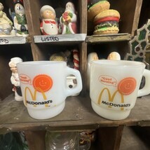 Set Of 2 Vintage Good Morning McDonalds Milk Glass Coffee Cups - $18.49