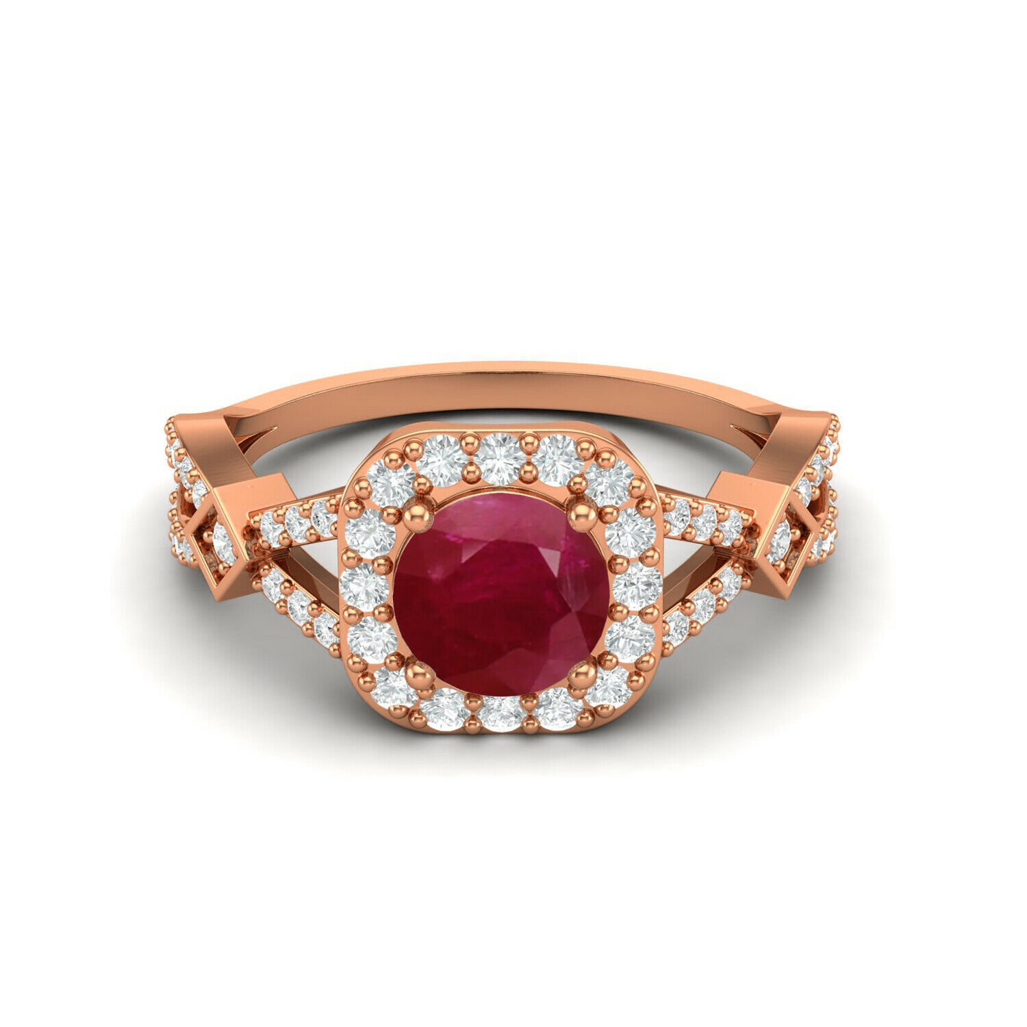 1.47 Ctw Round Ruby 9K Rose Gold Solitaire Women Ring