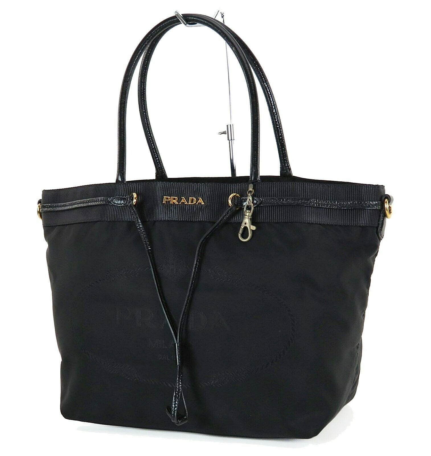 Authentic PRADA Black Nylon Tote Hand Bag Purse #34530 - Women&#39;s Bags & Handbags