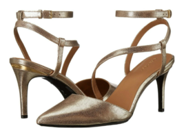 Calvin Klein Ganya Pearlized Viper Sandstorm Gold Ankle Strap Dress Pump 7.5 M N - $86.00