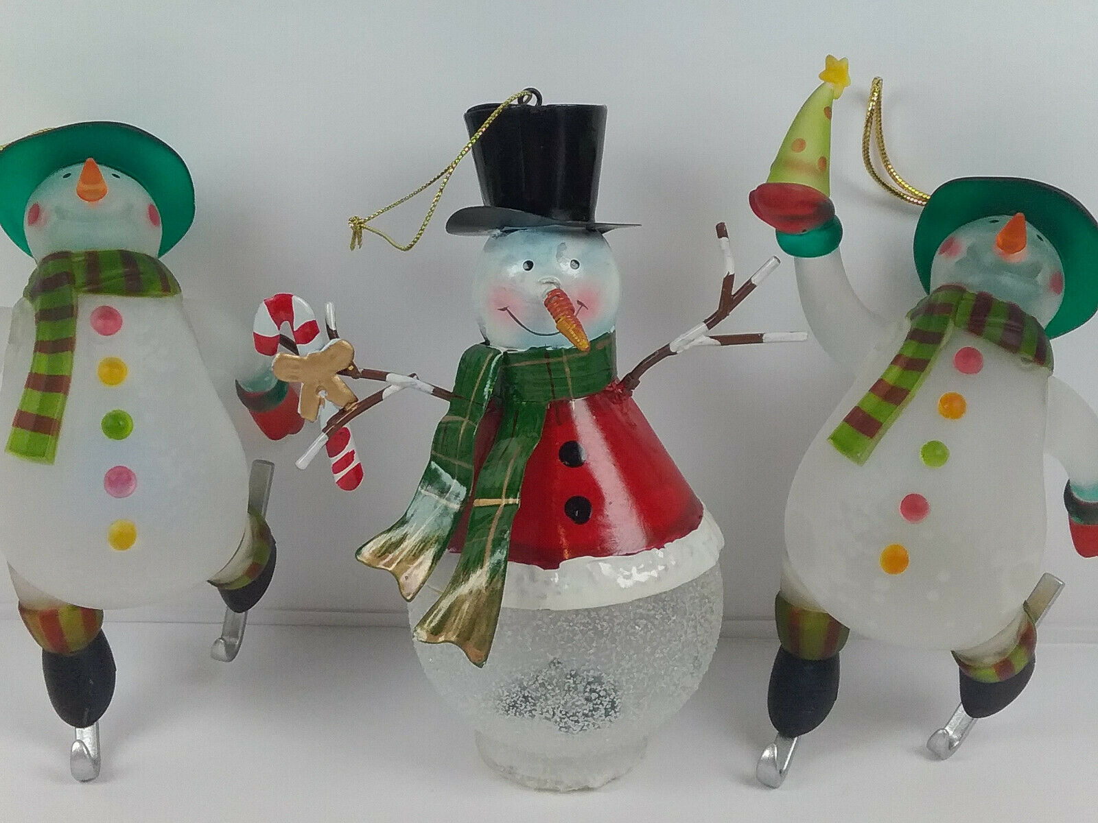 Lot of 3 new lighted snowman avon christmas ornaments 2005 new in box