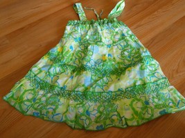 Girls Size 10 Justice Tiered Summer Tank Top Green Floral Flower Print Lined EUC - $12.00