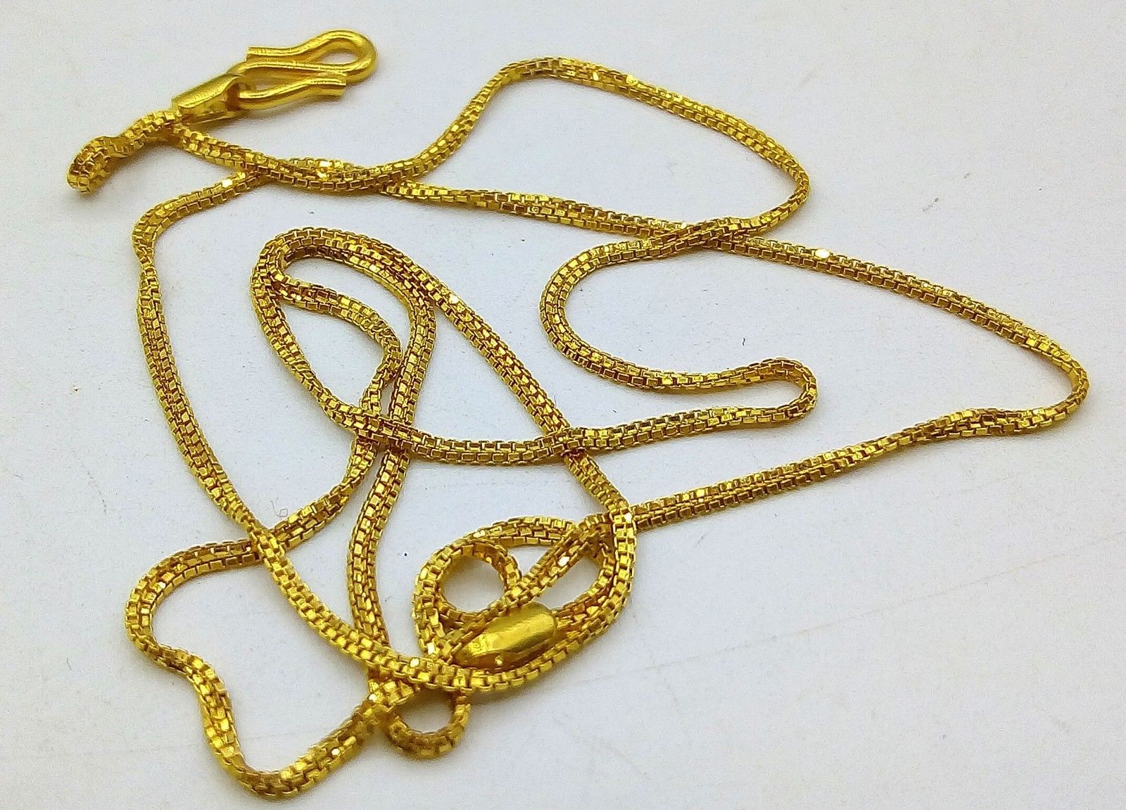 22 K YELLOW GOLD AUTHENTIC BOX CHAIN UNISEX SIMPLE DESIGN BEAUTIFUL 1 ...