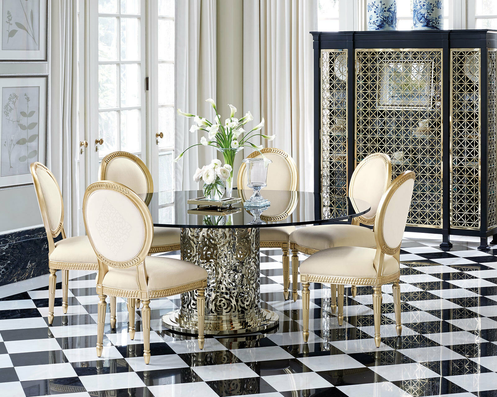 gold fabric dining room chairs