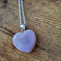 Amethyst Heart Necklace, Polished Crystal Pendant, 24" chain, Purple Stone image 4