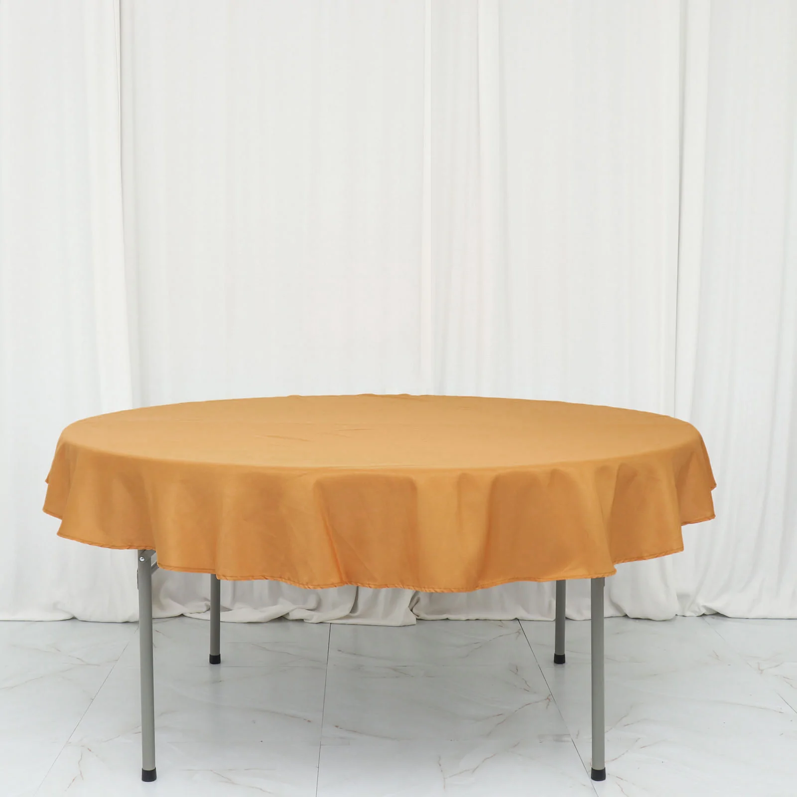 Gold - 70" Tablecloth Round Polyester Wedding Party Banquet Events   - $23.88