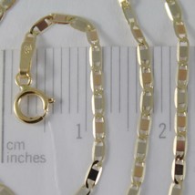 18K YELLOW WHITE ROSE GOLD FLAT BRIGHT OVAL CHAIN 20 INCHES, 2 MM MADE IN ITALY image 2