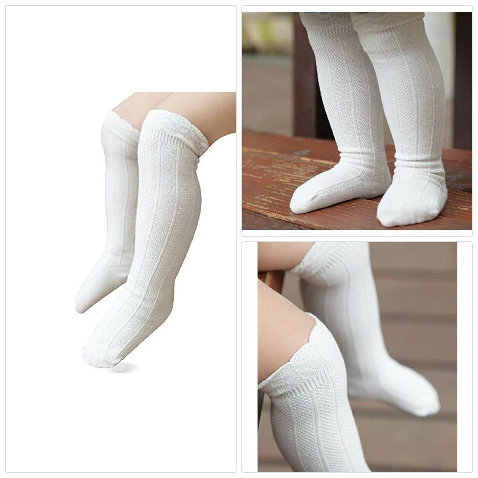 Epeius Baby Girls Boys Uniform Knee High Socks Tube Ruffled Stockings