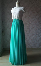 Blue Green Maxi Chiffon Skirt Silk Chiffon Maxi Skirt Wedding Chiffon Skirt image 3
