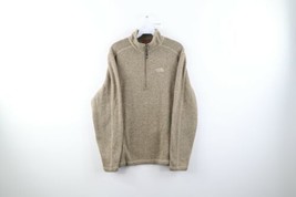 Vintage The North Face Mens Medium Spell Out Zip Pullover Sweater Heather Brown - $58.36