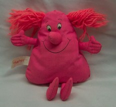 1986 Hallmark Button Buddies Pink "Happy" Triangle 6" Bean Bag Stuffed Animal - $19.80