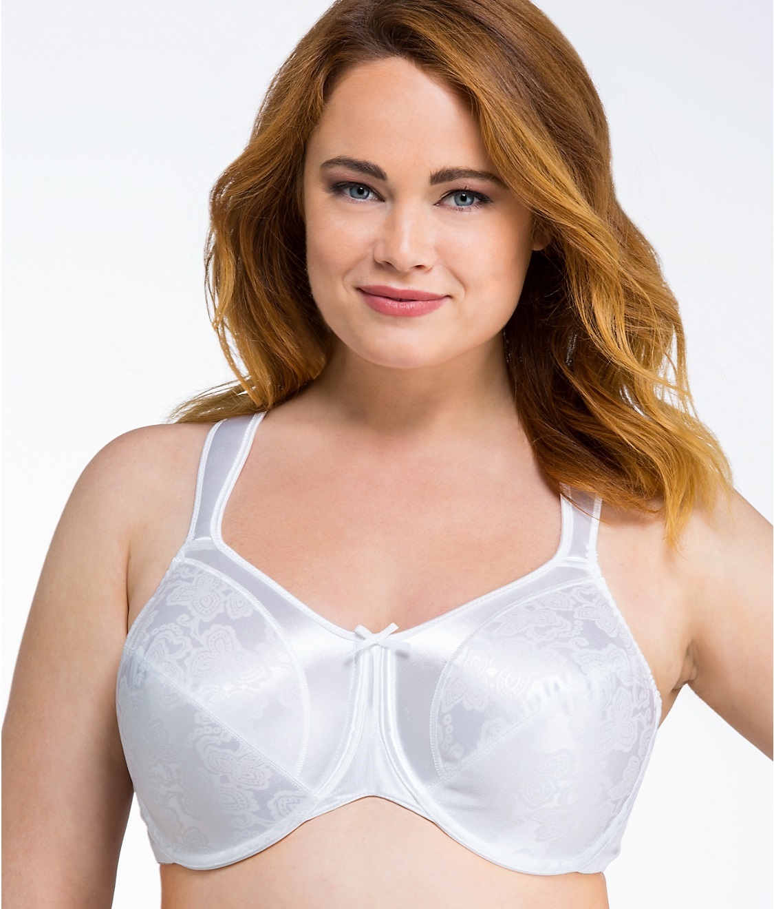 Bali WHITE Satin Tracings Minimizer Underwire Bra, US 46DD, UK 46DD
