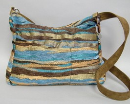 Mesa Blue Hobo Purse Brown Tan Handmade Chenille Handbag Tote Shoulder Bag - $90.00