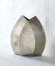 Uniquely Shaped Vase 11" High Silver Nickel Finish Aluminum Home Decor Christmas
