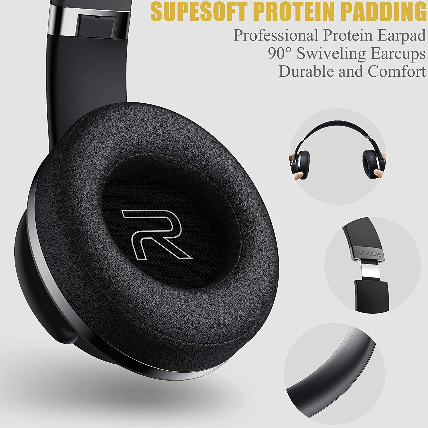 Wireless Bluetooth Headphones Over Ear, DOQAUS 35 Hours Playtime HiFi