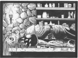 Original RPG Art by Fred &quot;Phred&quot; Rawles Warrior Zombie Corpse on Laborat... - $89.09