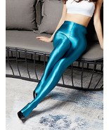 Plus Size Unisex Satin Pantyhose Shiny Wetlook Opaque High Glossy Spandex Tights - $17.99