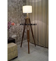 VINTAGE ADJUSTABLE TRIPOD FLOOR LAMP WITH WHITE COTTON SHADE BY NAUTICALMART
