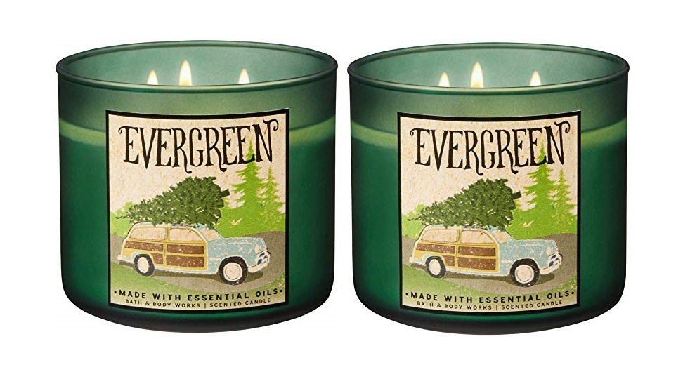 2 Bath & Body Works Evergreen 3 Wick Scented Candle 14.5 oz Candles