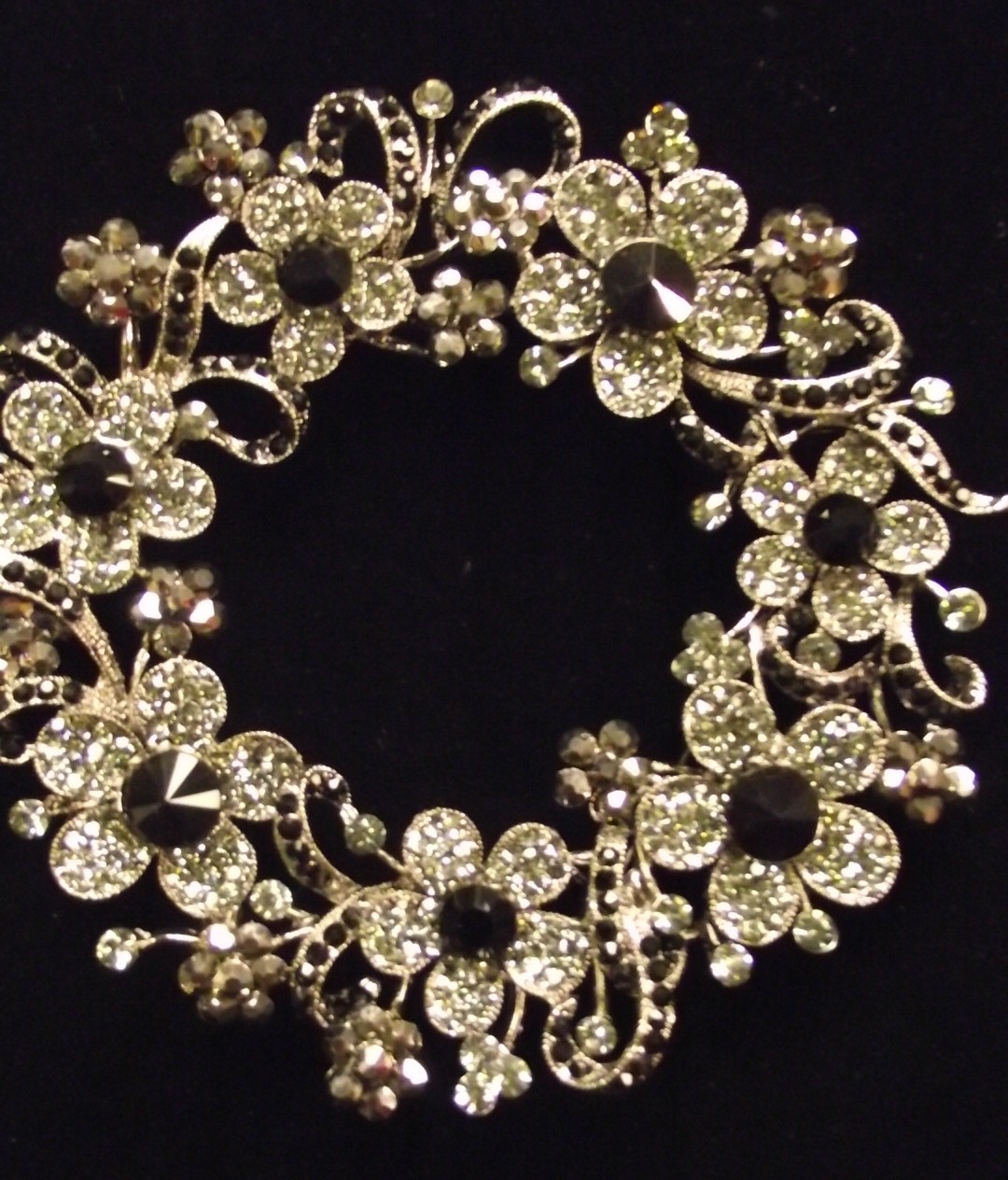 Vintage Style Clear Ab Swarovski Crystal Flower Wreath Brooch Pin